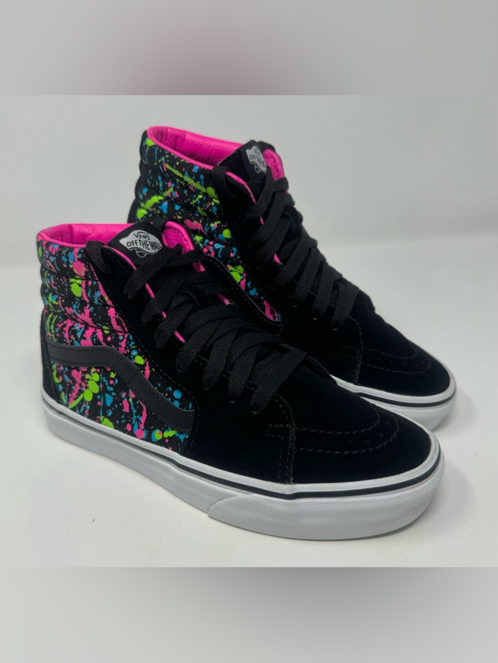 Like New - Vans Sk8-Hi Neon Paint Unisex Sneakers Black/Pink/Blue/Green High-Top